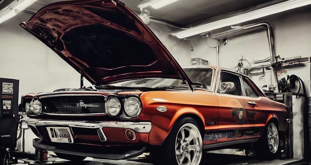 Vehicle on the dynamometer during performance testing